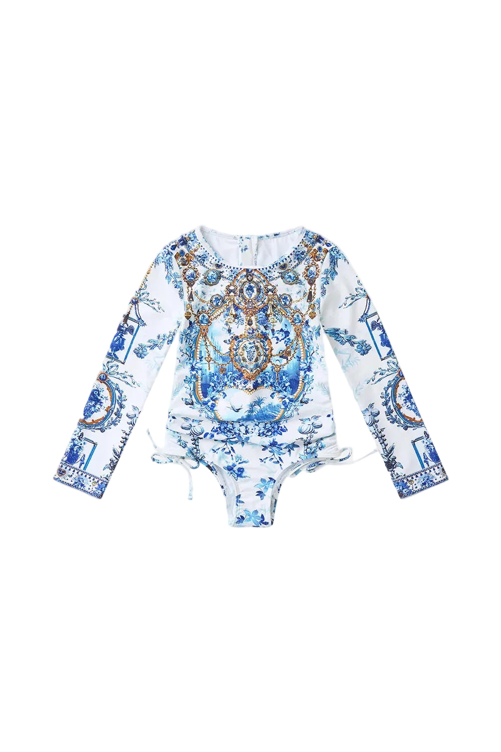 The Porcelain Parlour Kids Ruched Tie Side Long Sleeve Paddle Suit Camilla