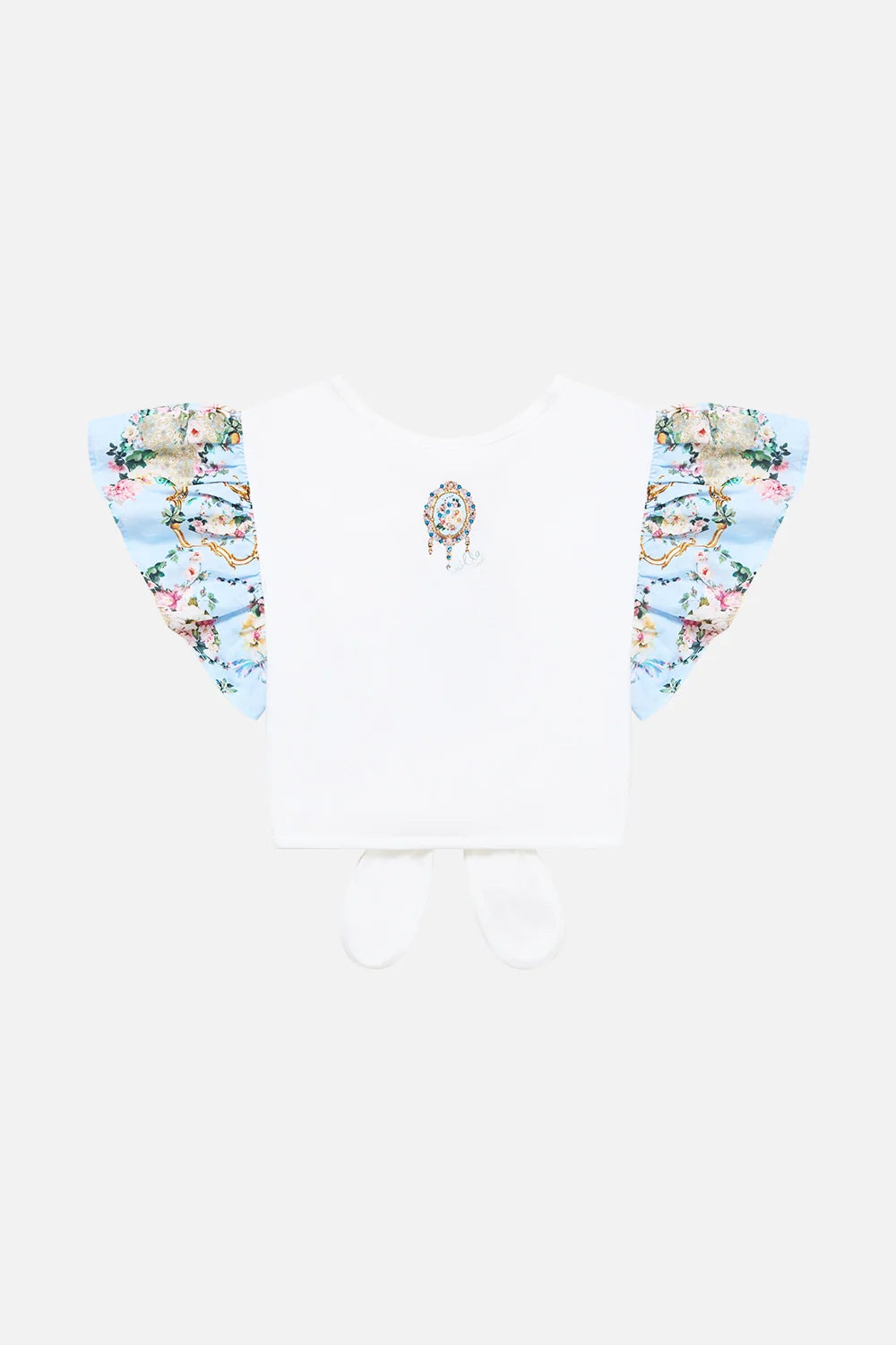 Sisi Society Kids Tie Front Crop Tee With Frill Sleeve Camilla