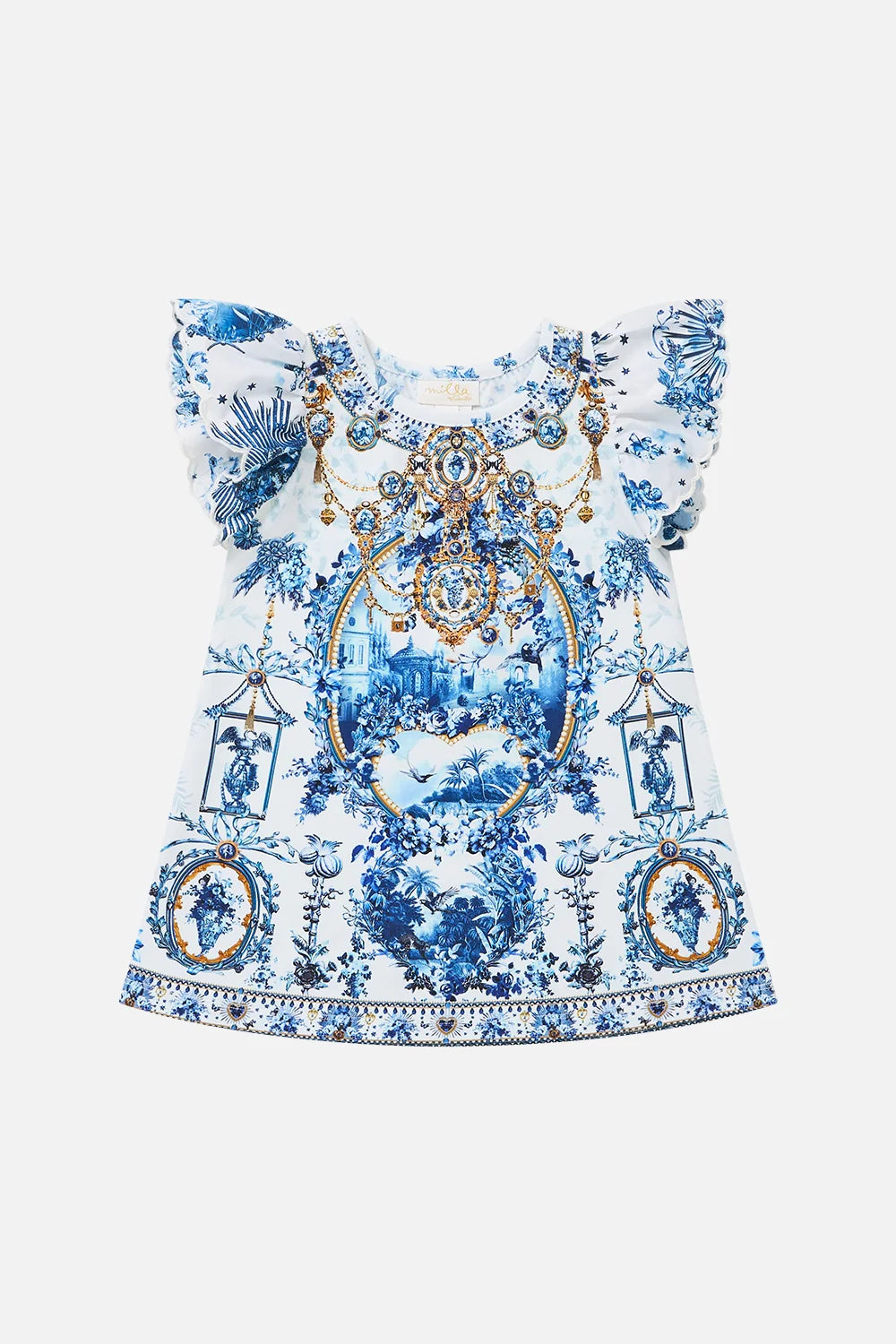 The Porcelain Parlour Babies Embroidered Sleeve Tee Dress Camilla