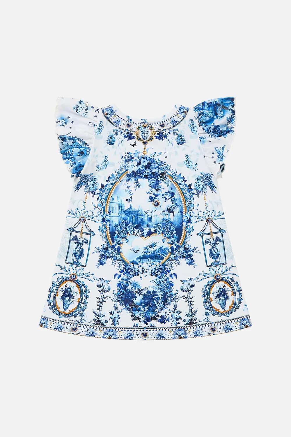 The Porcelain Parlour Babies Embroidered Sleeve Tee Dress Camilla