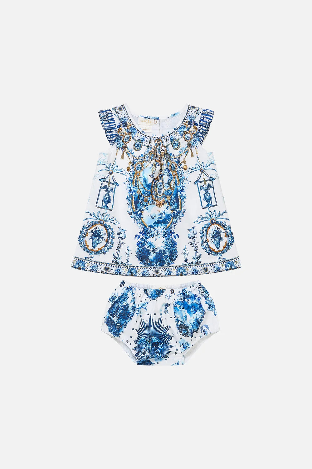 The Porcelain Parlour Babies Frill Sleeve Top And Bloomer Set Camilla