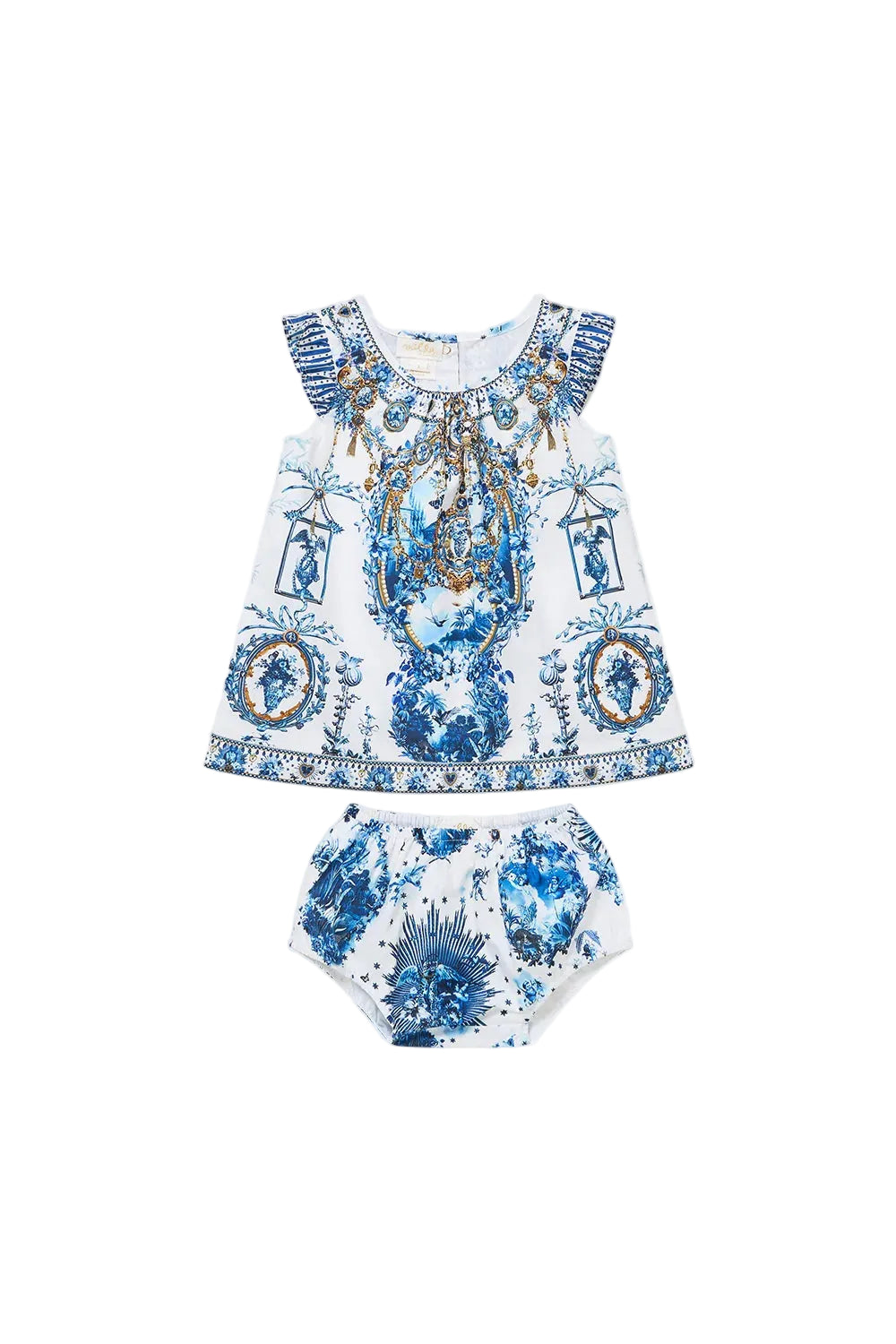 The Porcelain Parlour Babies Frill Sleeve Top And Bloomer Set Camilla