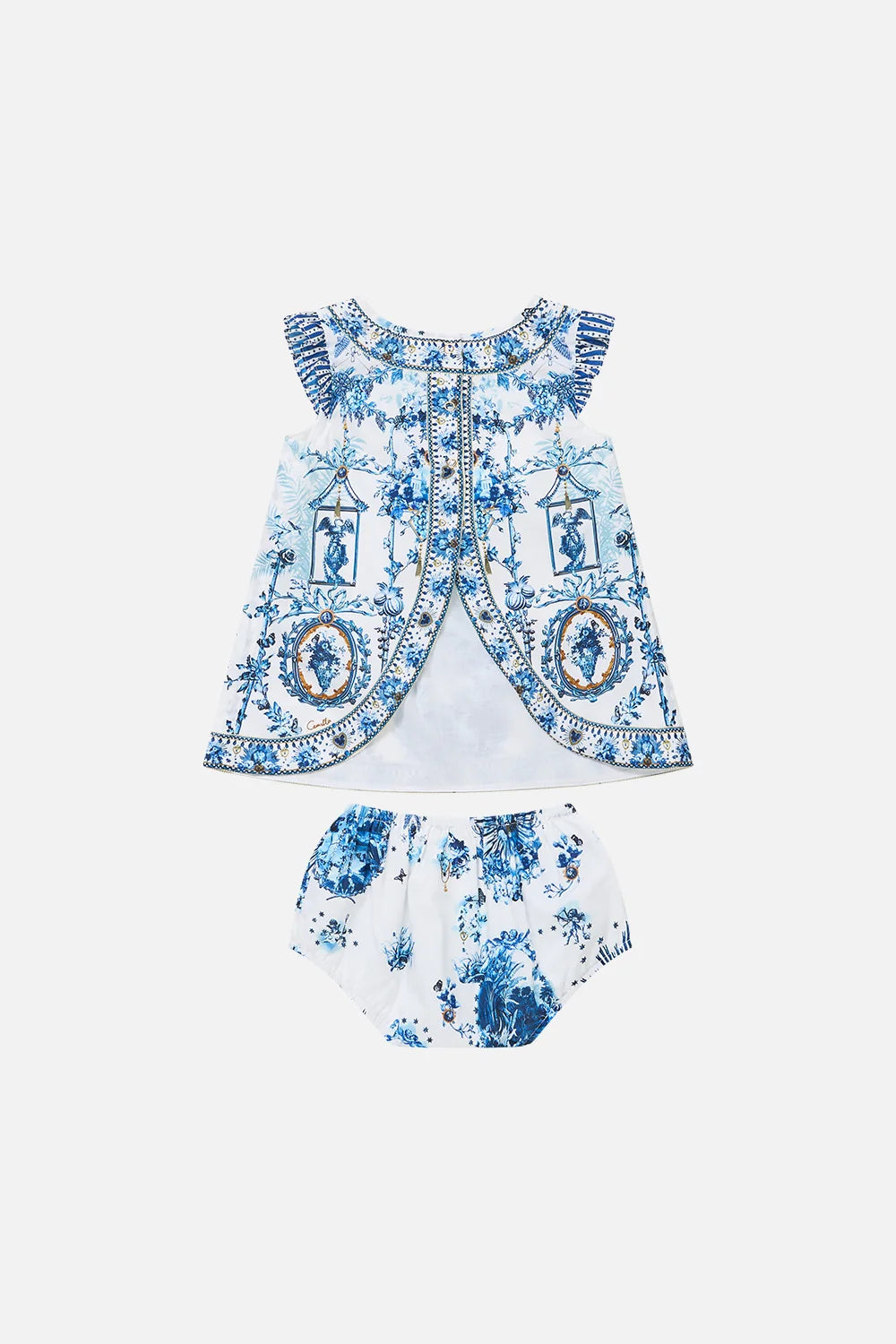 The Porcelain Parlour Babies Frill Sleeve Top And Bloomer Set Camilla
