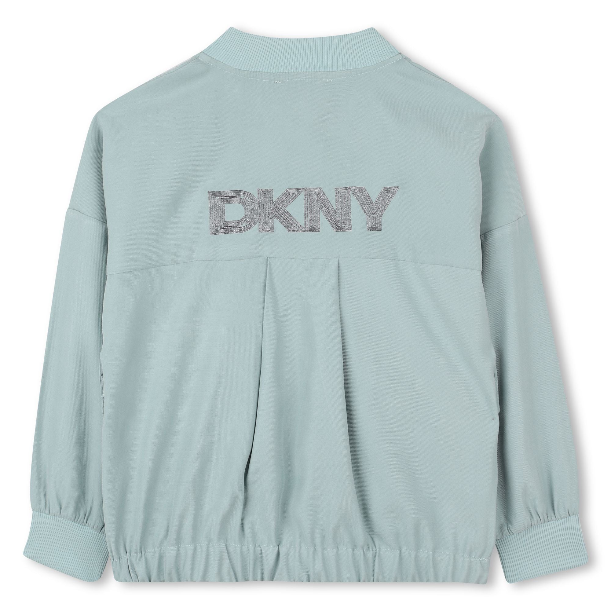 Light Twill Jacket with Snap Fastening and Silver Back Embroidery DKNY
