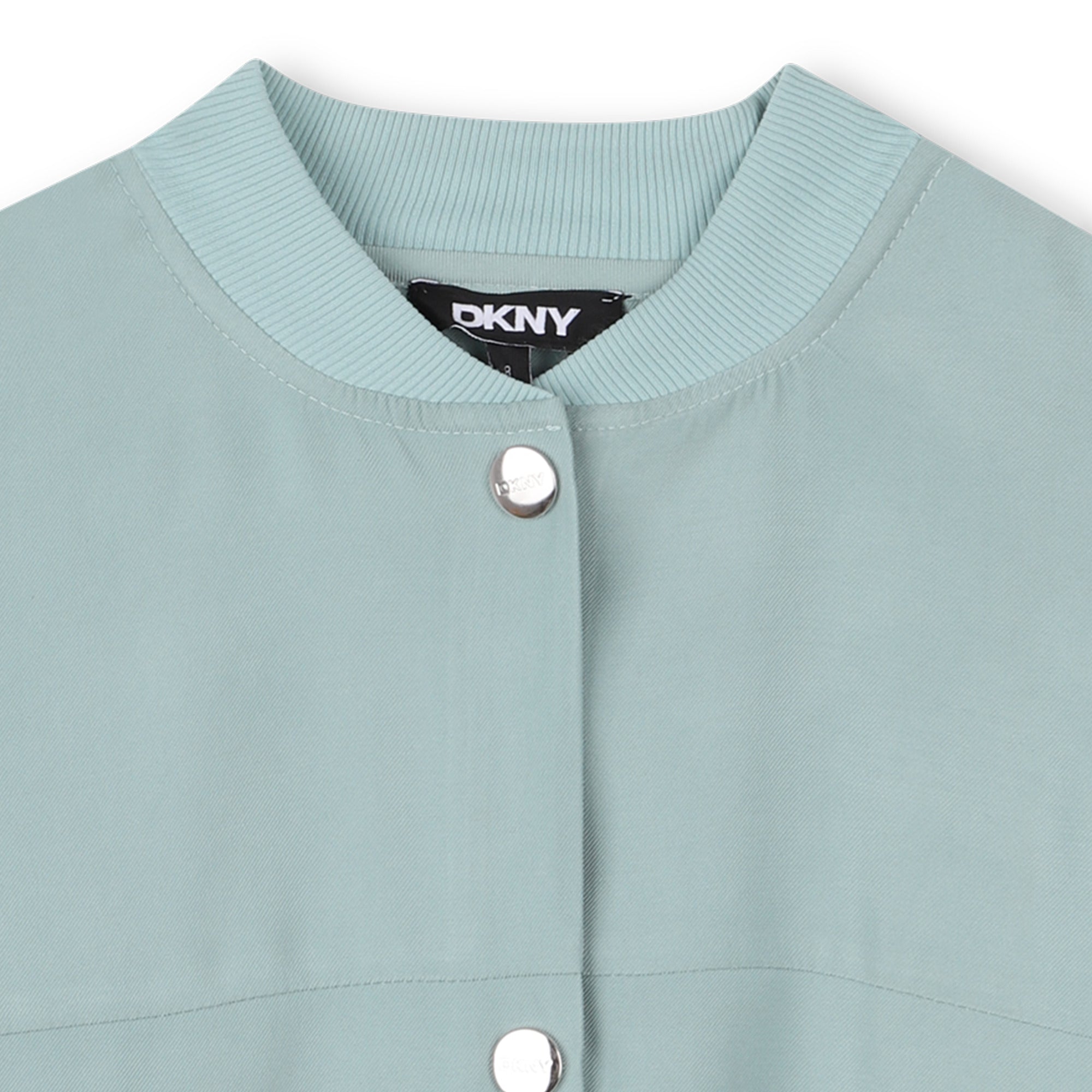 Light Twill Jacket with Snap Fastening and Silver Back Embroidery DKNY