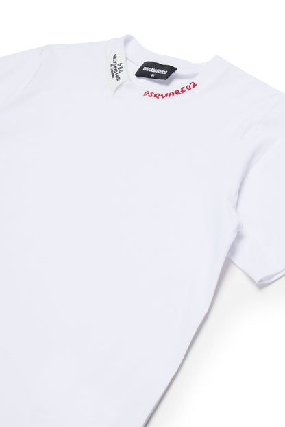 White Cotton Slouch Fit T-Shirt for Kids Dsquared Kid