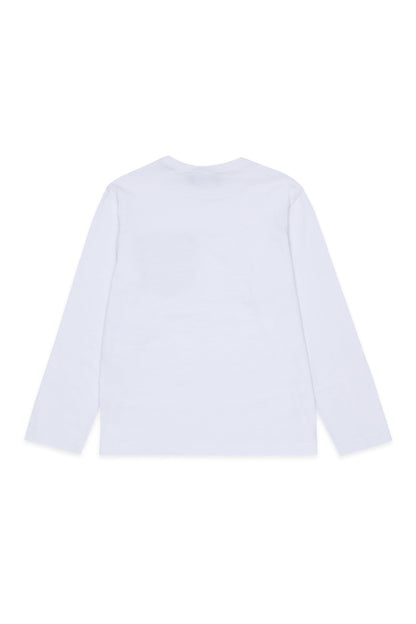 White Long Sleeve T-Shirt with Contrast Pocket for Kids Dsquared Kid