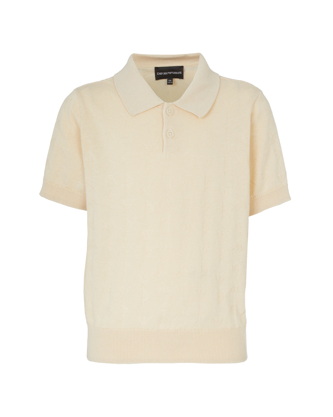 Textured Knit Polo Pullover – Cream Emporio Armani