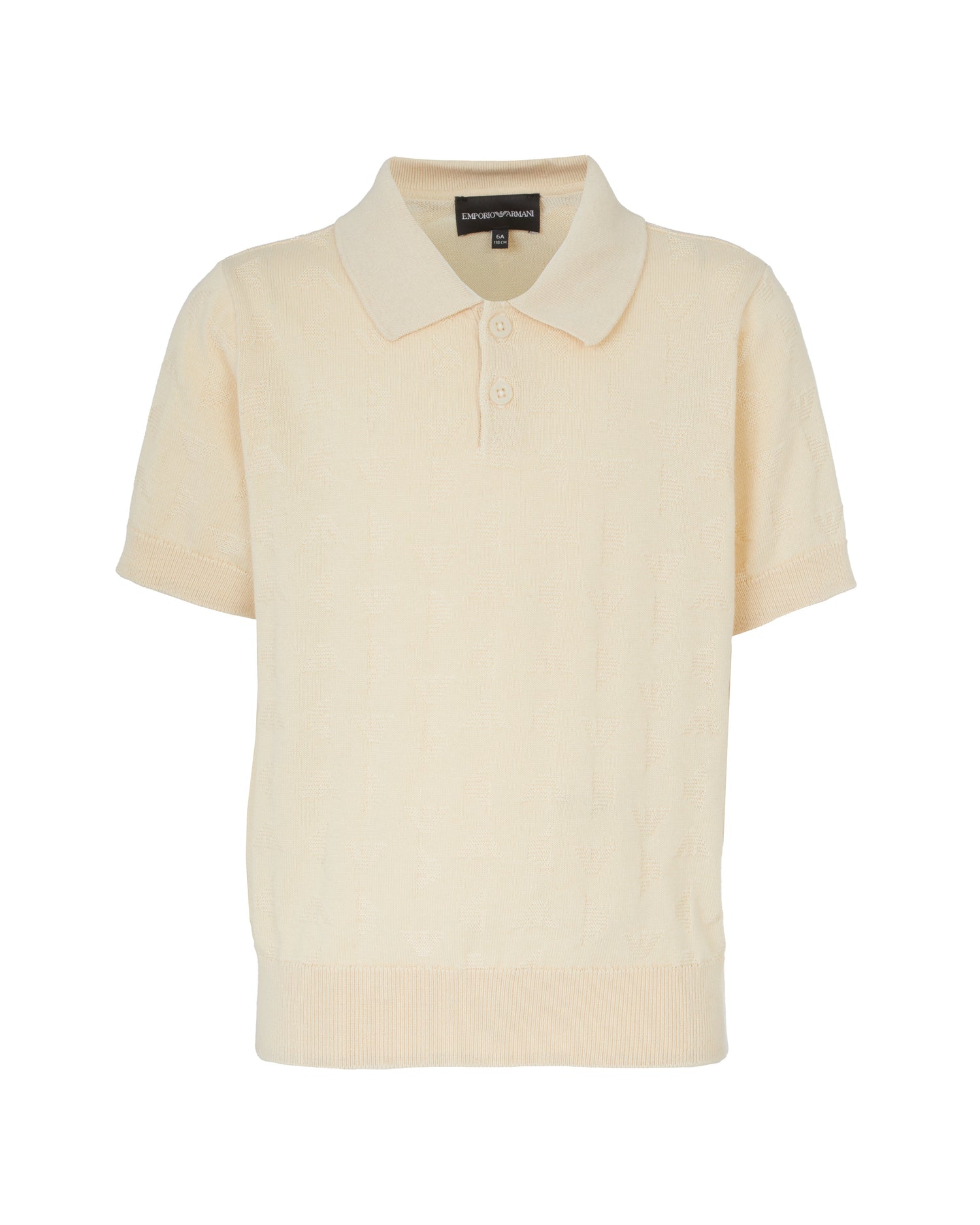 Textured Knit Polo Pullover – Cream Emporio Armani