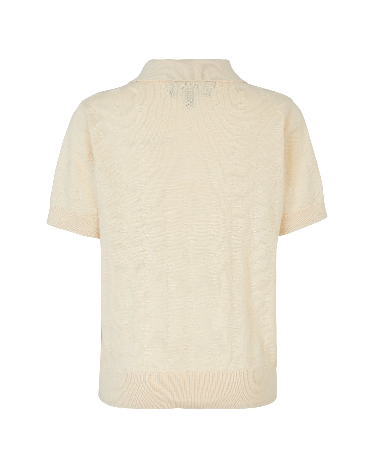 Textured Knit Polo Pullover – Cream Emporio Armani