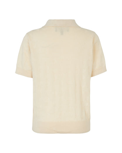 Textured Knit Polo Pullover – Cream Emporio Armani