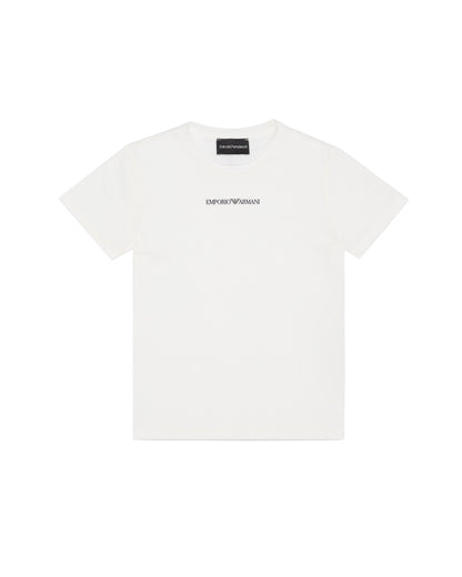 Classic White Cotton Tee for Kids Emporio Armani