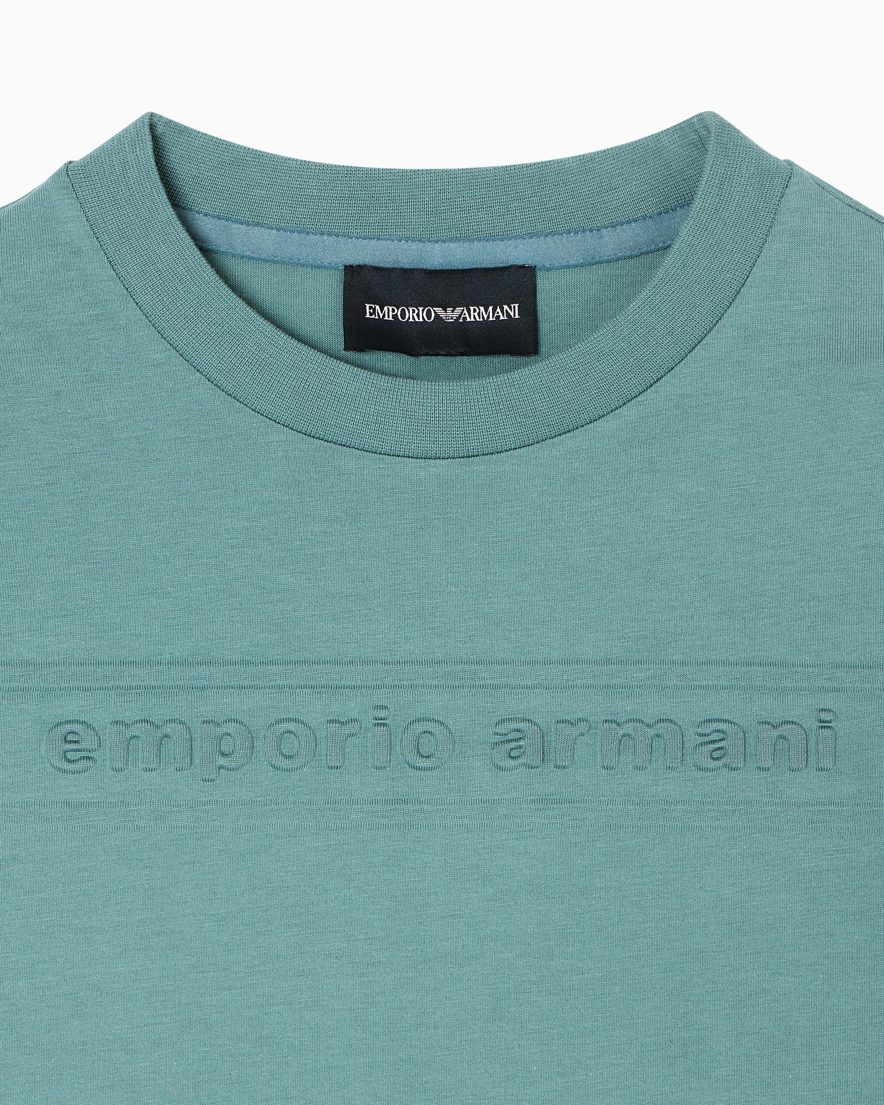 Comfort-Fit Cotton Jersey T-Shirt with Embossed Logo Emporio Armani