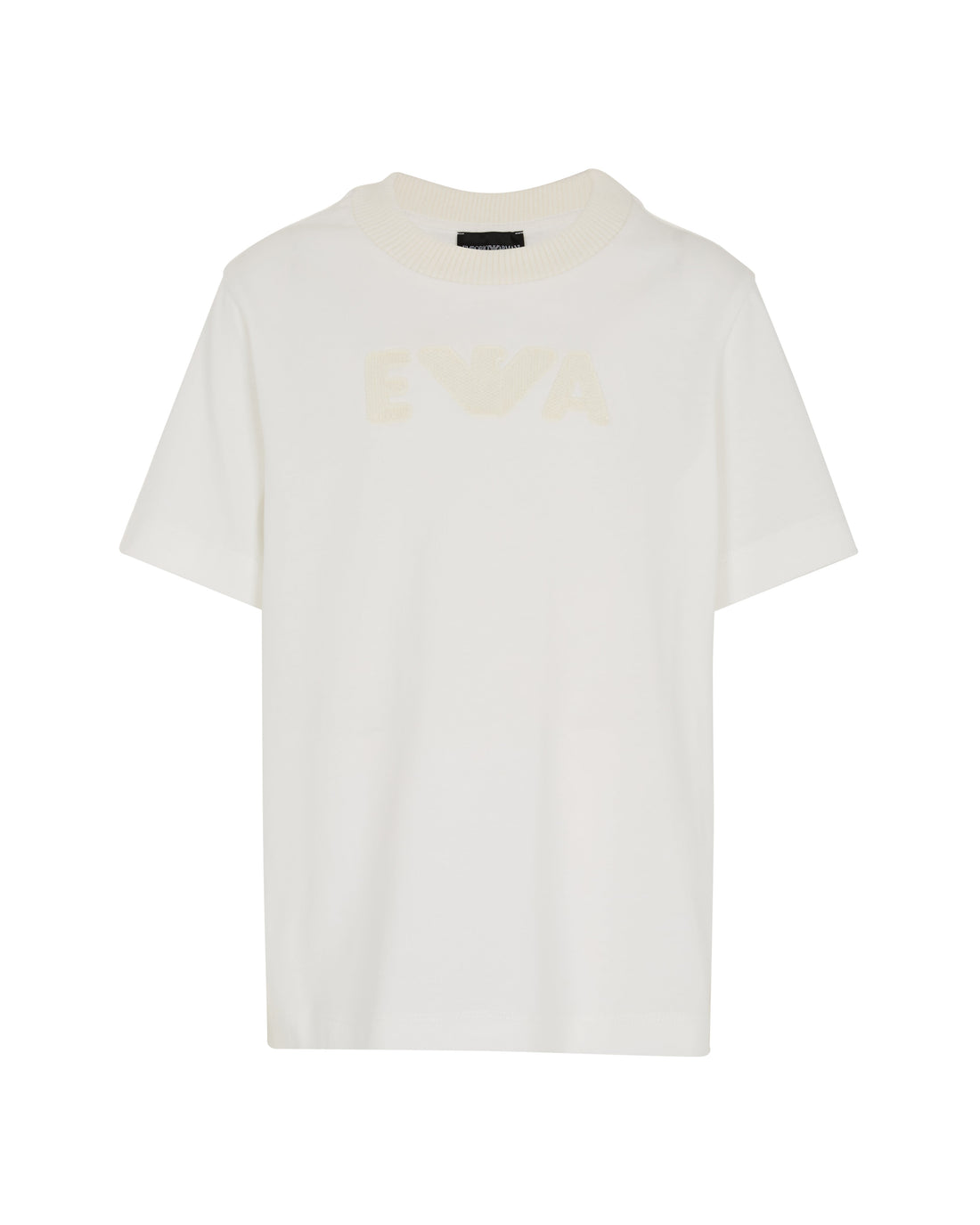Kids Cotton T Shirt with Logo, White Emporio Armani