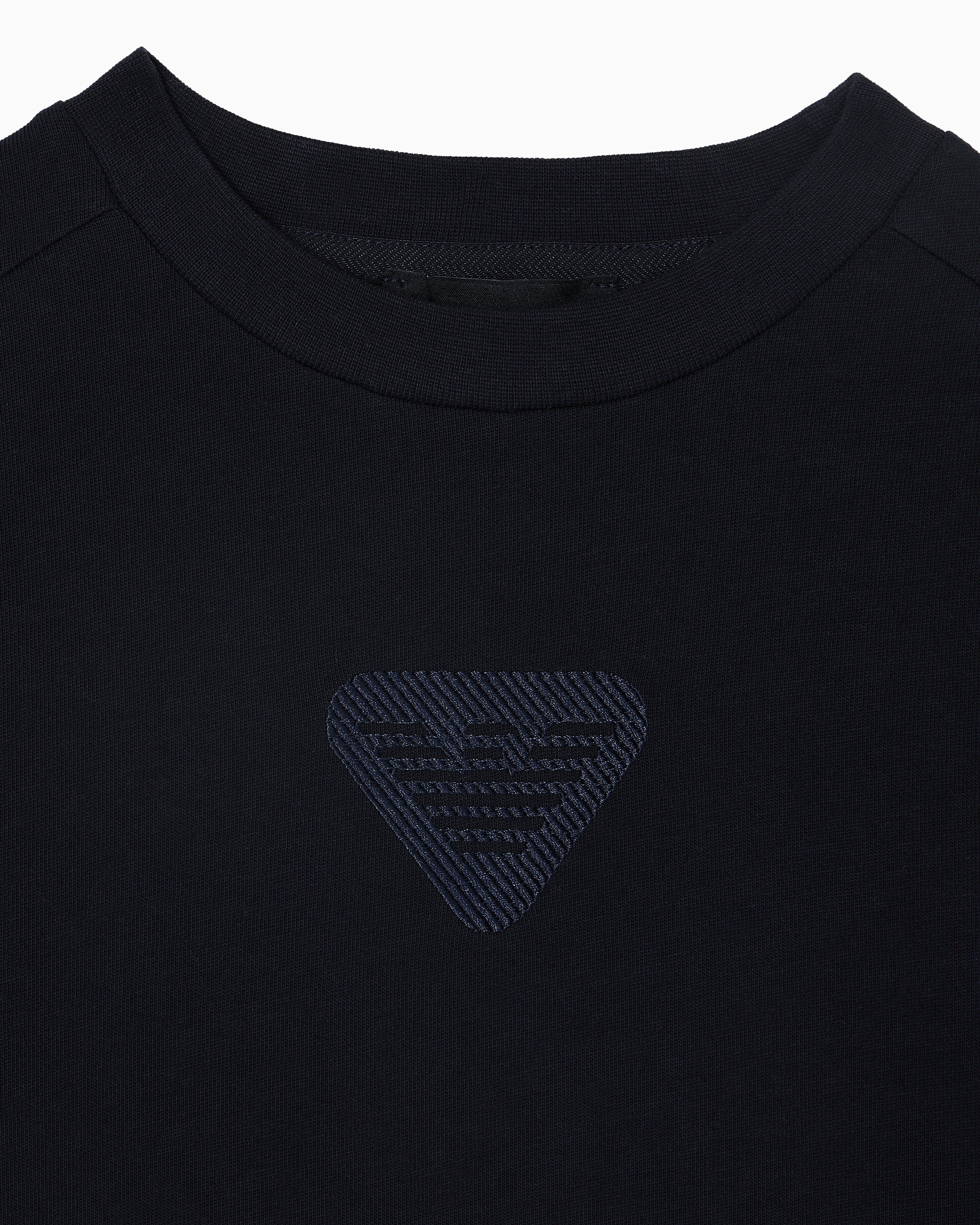 Comfort-Fit Cotton Jersey T-Shirt with Eagle Logo Emporio Armani