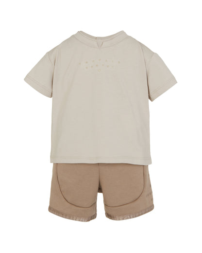 Studded Logo Tee &amp; Herringbone-Trim Shorts Set Emporio Armani