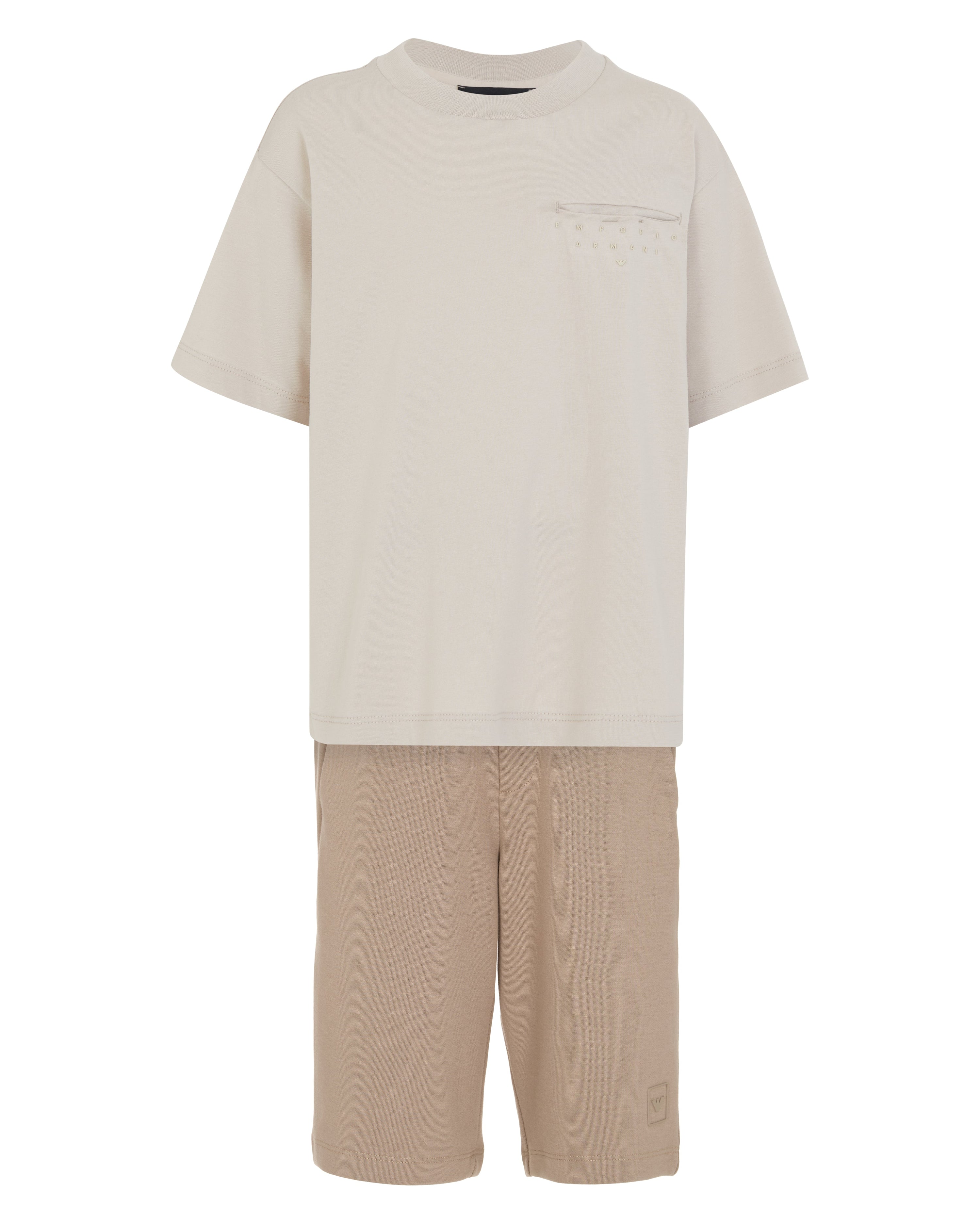 Studded Pocket Tee &amp; Pull-On Shorts Set Emporio Armani