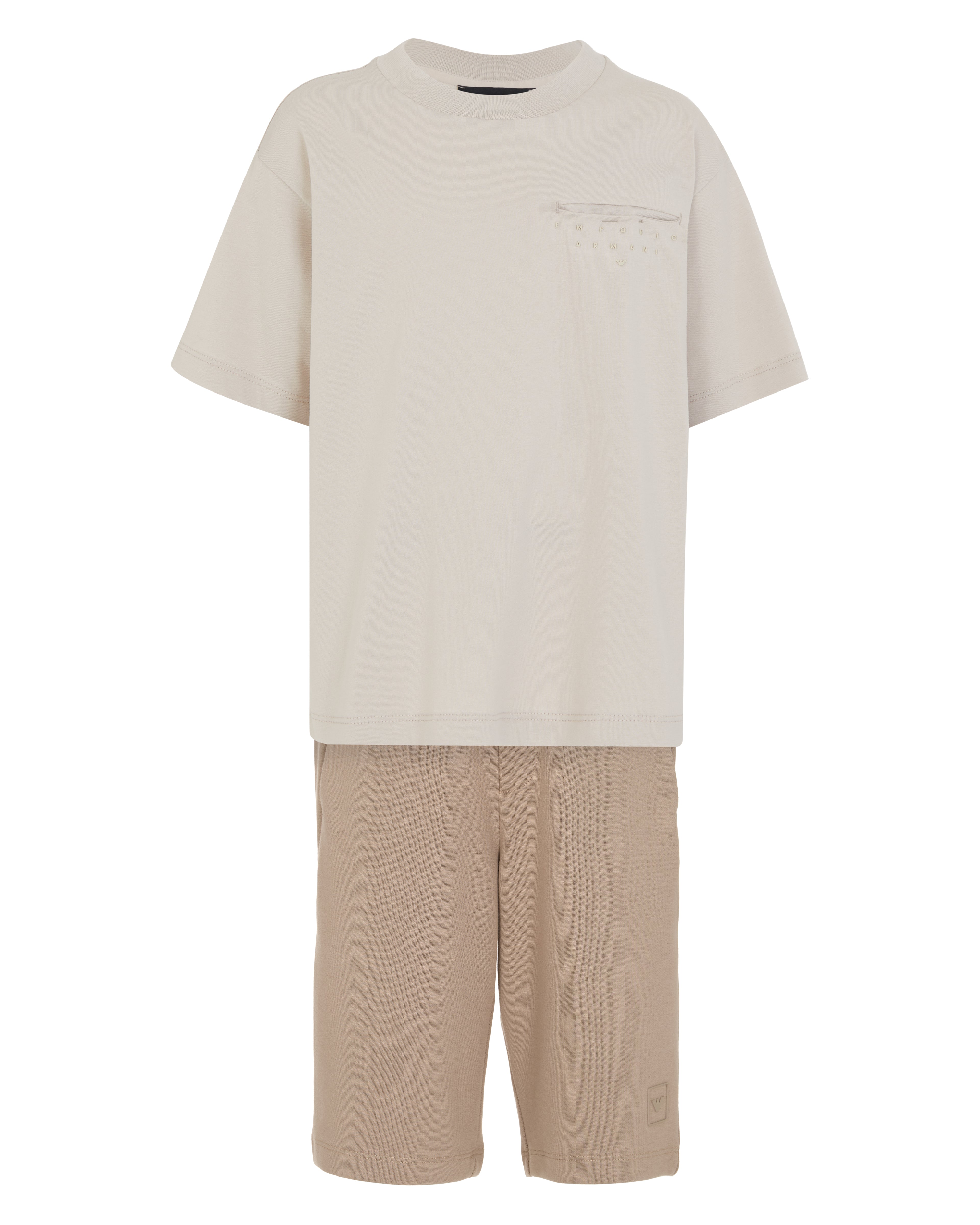Studded Pocket Tee &amp; Pull-On Shorts Set Emporio Armani