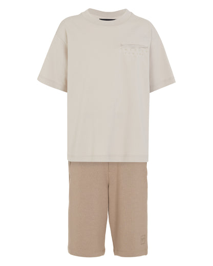 Studded Pocket Tee &amp; Pull-On Shorts Set Emporio Armani
