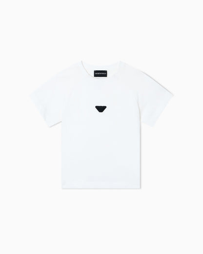 Heavy Weight Jersey T-Shirt With Micro Eagle Patch Schoolsoutdesignerkidswear