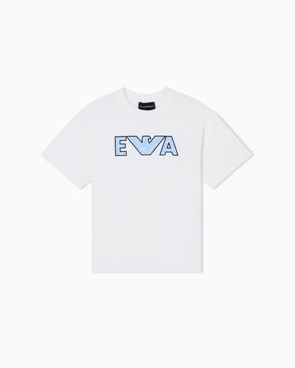 Jersey T-Shirt With Logo Embroidery Schoolsoutdesignerkidswear