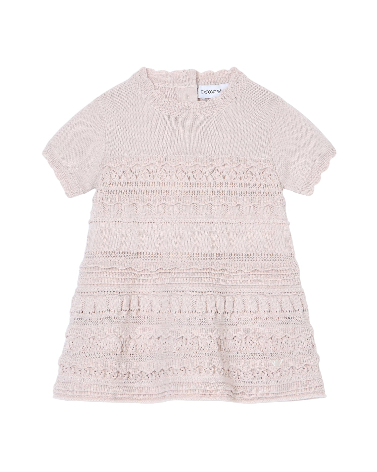 Wool-Blend Knit Dress with Micro Ruffles and Scalloped Hem Emporio Armani