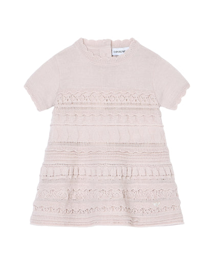 Wool-Blend Knit Dress with Micro Ruffles and Scalloped Hem Emporio Armani