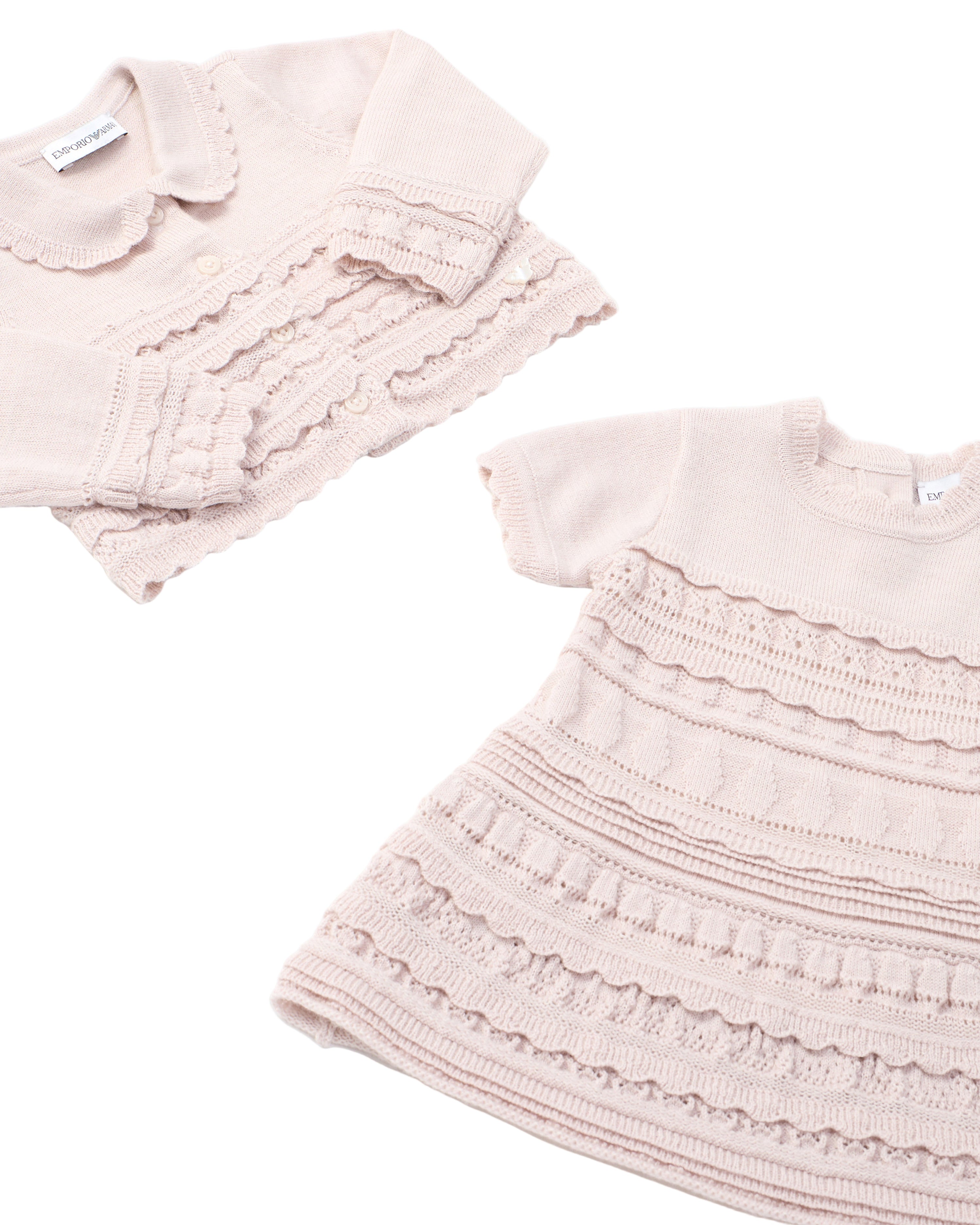 Wool-Blend Knit Dress with Micro Ruffles and Scalloped Hem Emporio Armani