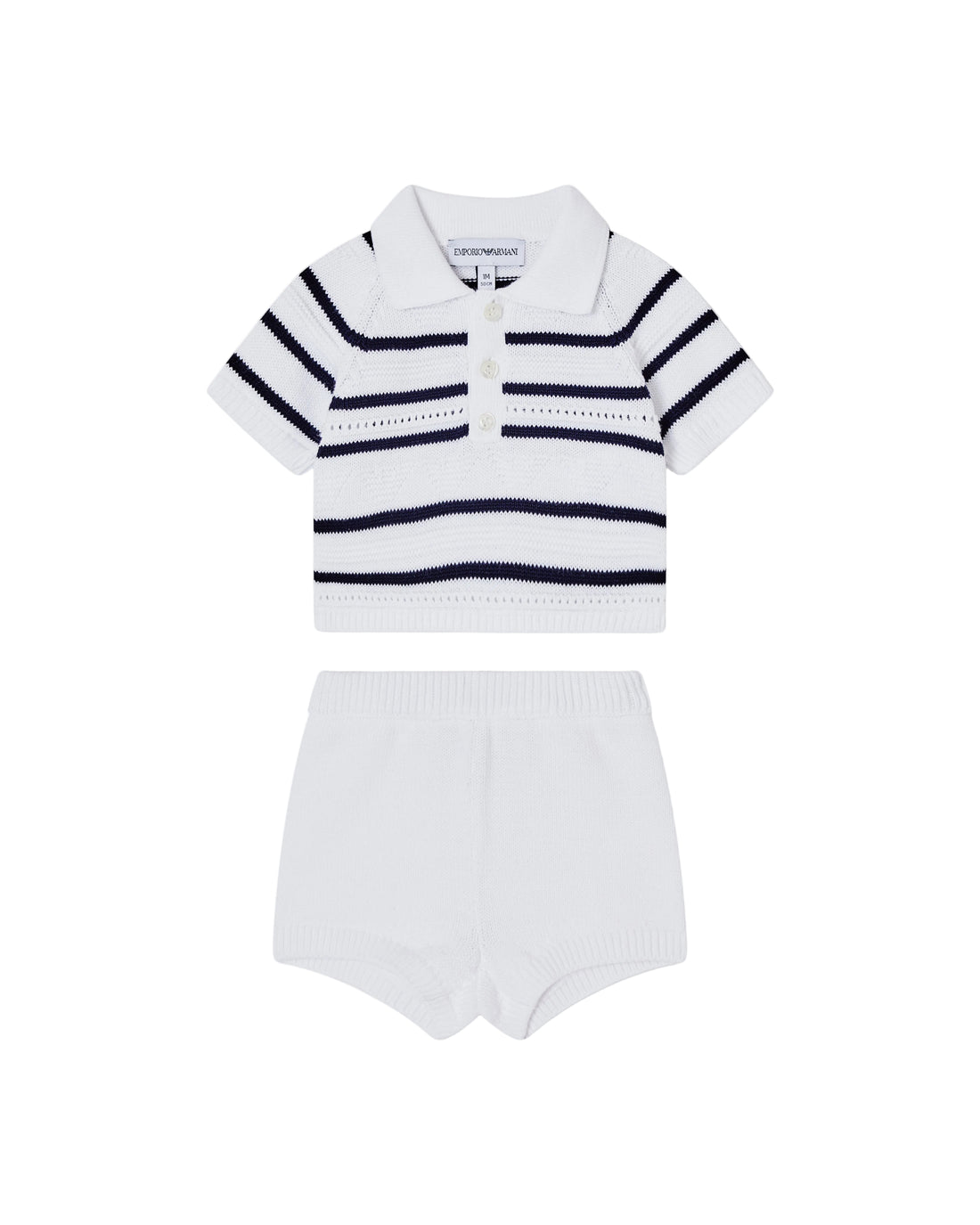 Navy And White Striped Two Piece Knit Set Emporio Armani