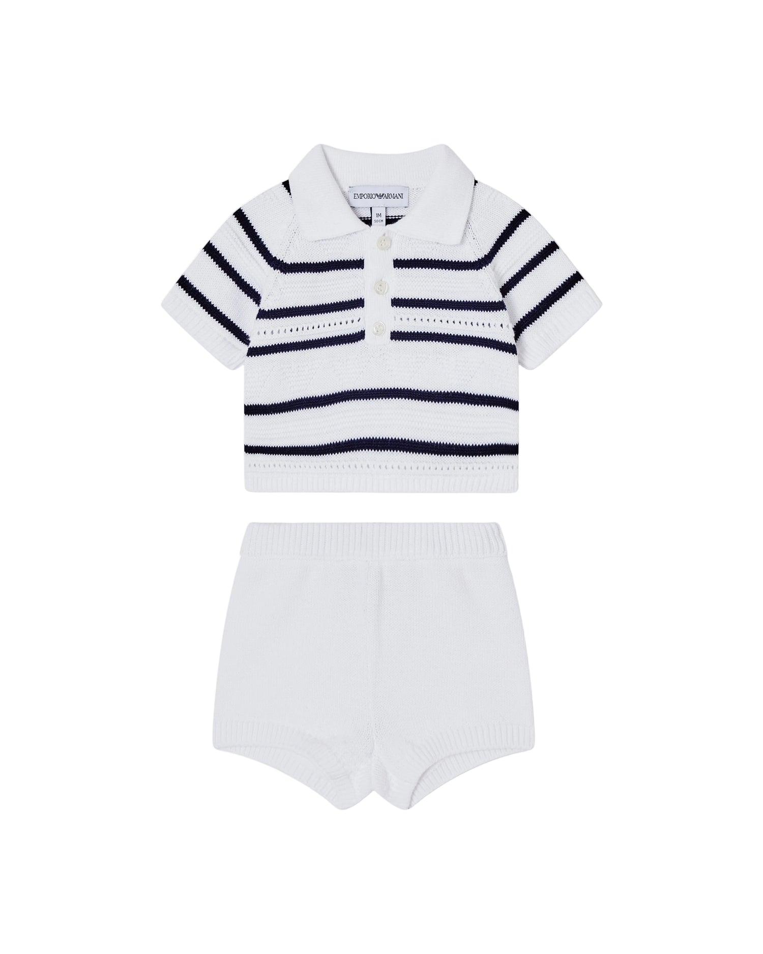 Navy And White Striped Two Piece Knit Set Emporio Armani