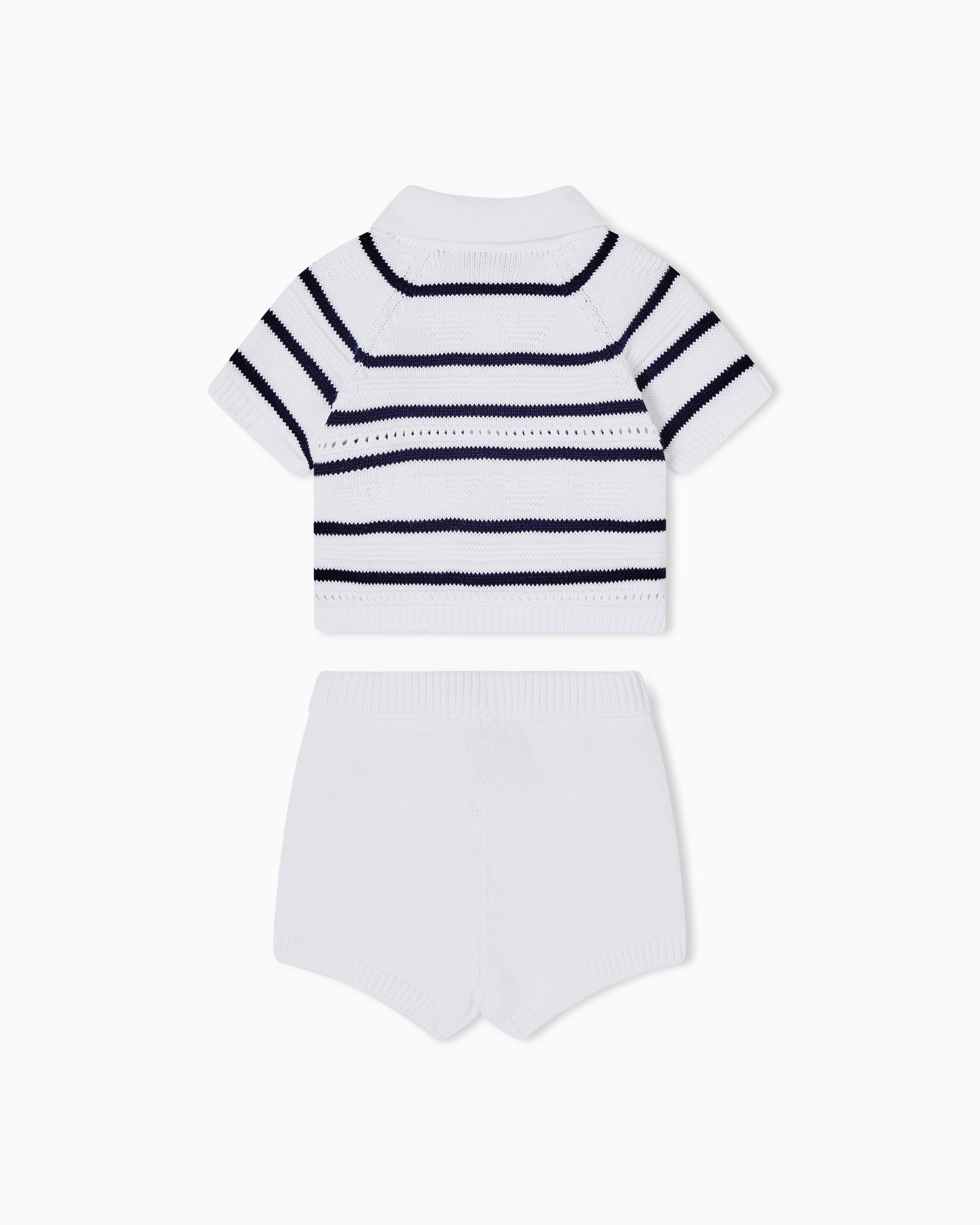 Navy And White Striped Two Piece Knit Set Emporio Armani