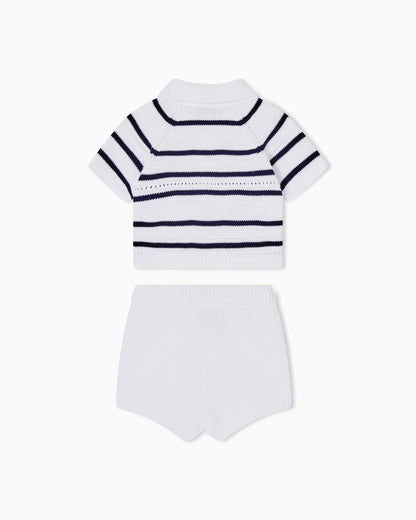 Navy And White Striped Two Piece Knit Set Emporio Armani