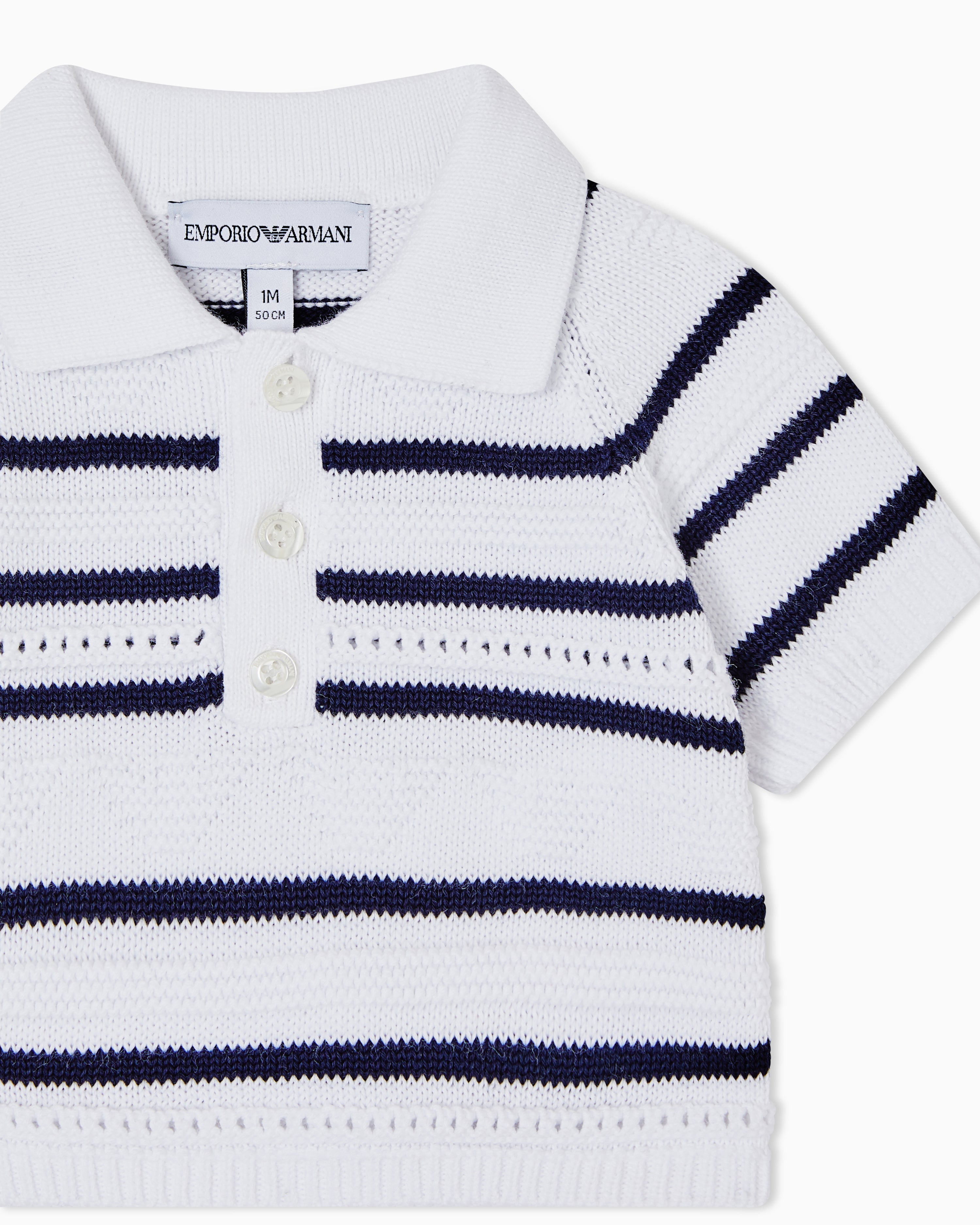 Navy And White Striped Two Piece Knit Set Emporio Armani