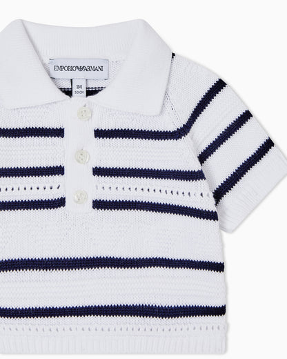 Navy And White Striped Two Piece Knit Set Emporio Armani