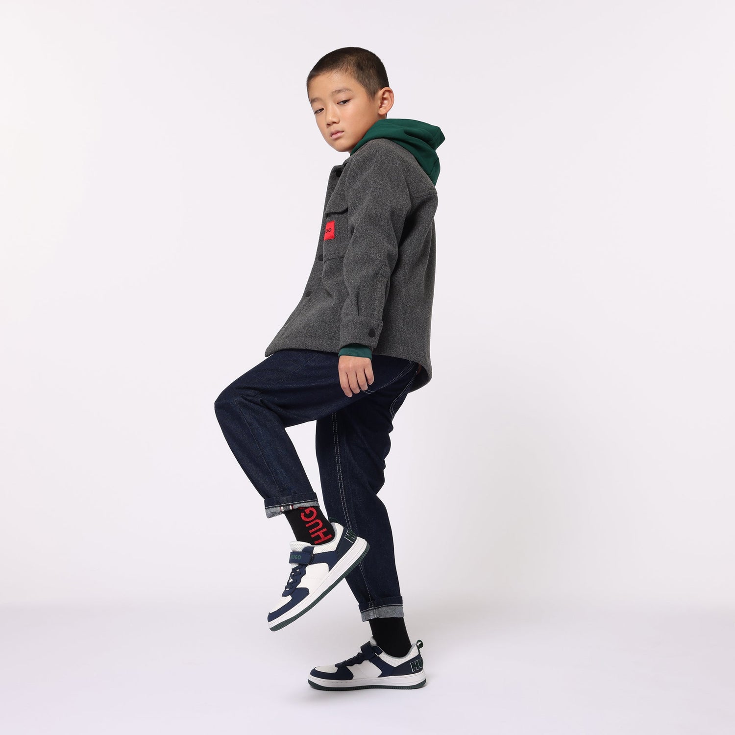 White Trainers with Embossed Strap Hugo