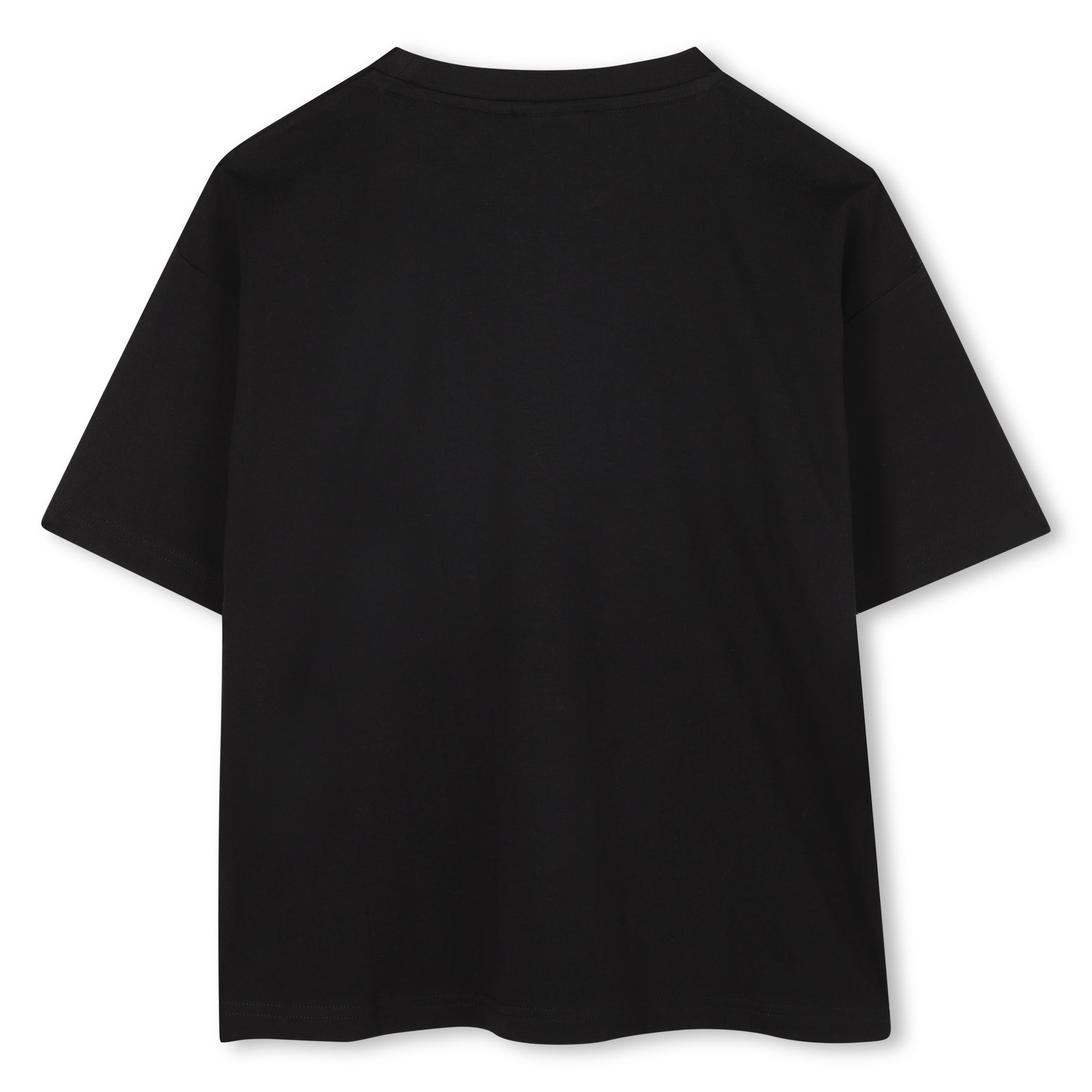 Black Organic Cotton Short Sleeve T-Shirt with Split Logo and All-Over Print Background Hugo