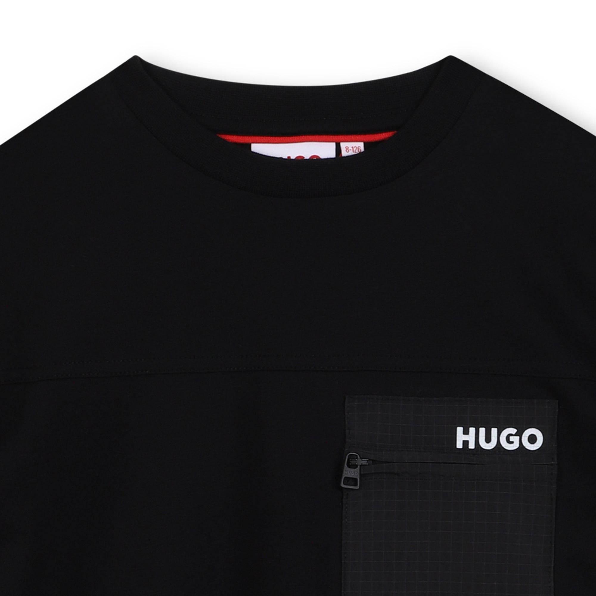Cotton T-Shirt with Zip Pocket for Boys Hugo