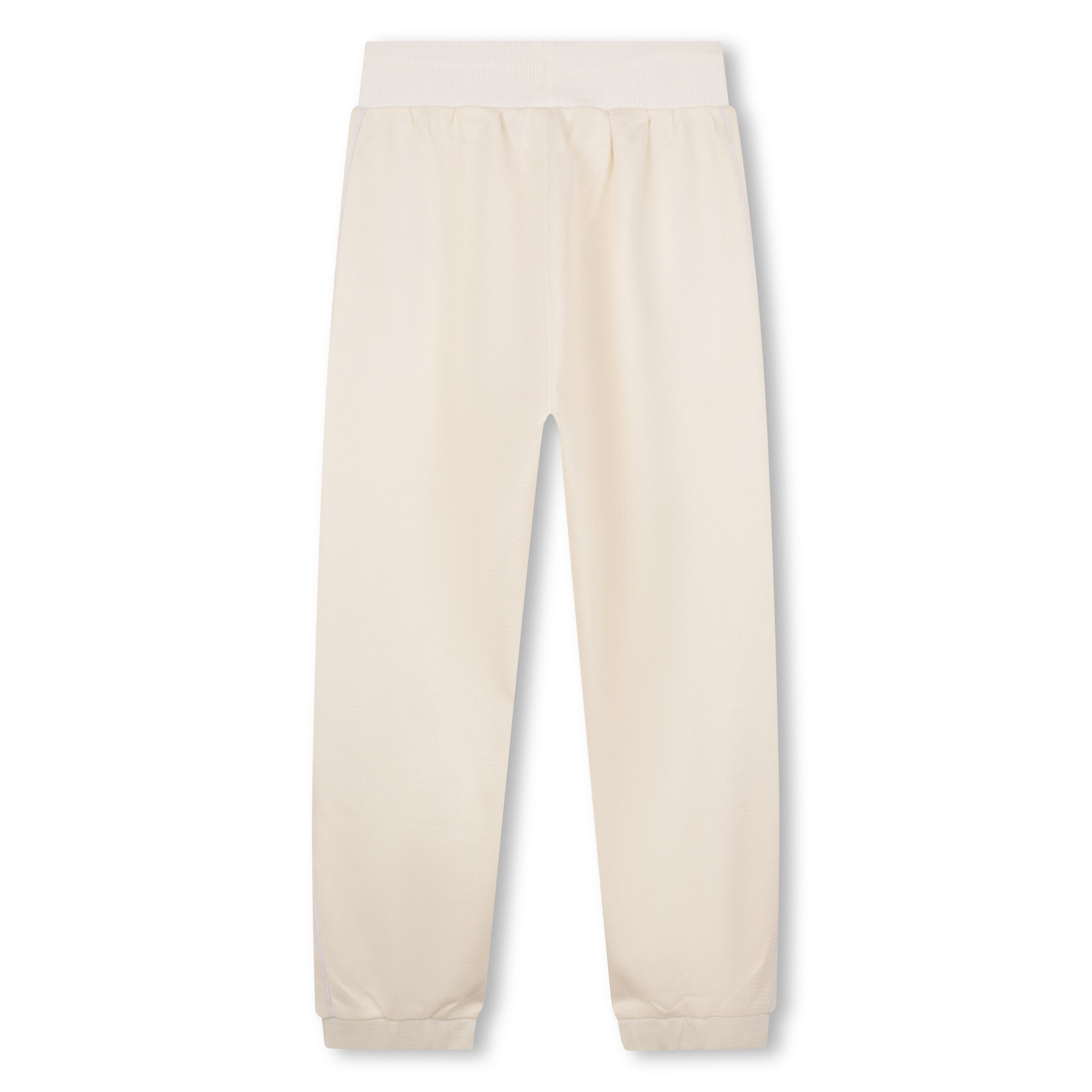 Cotton Piqué Joggers With Side Stripes And Drawstring Waist, Cream Hugo
