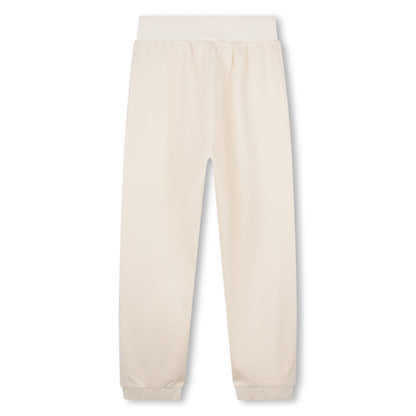 Cotton Piqué Joggers With Side Stripes And Drawstring Waist, Cream Hugo