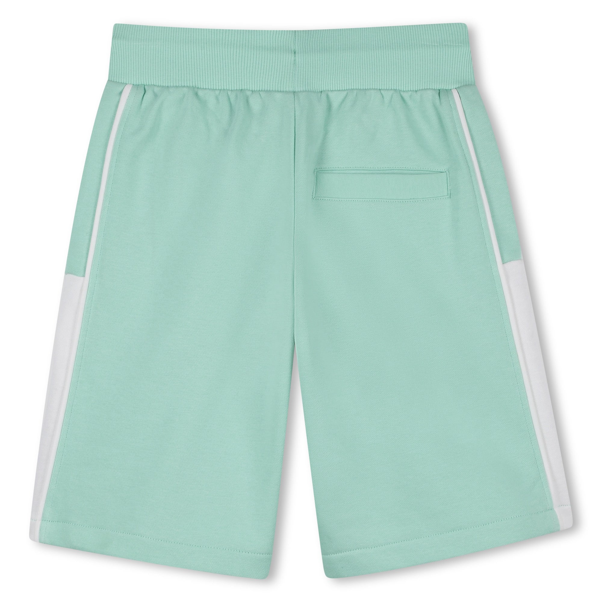Cotton Blend Fleece Jogger Shorts With Colour Block Panels, Mint Green Hugo