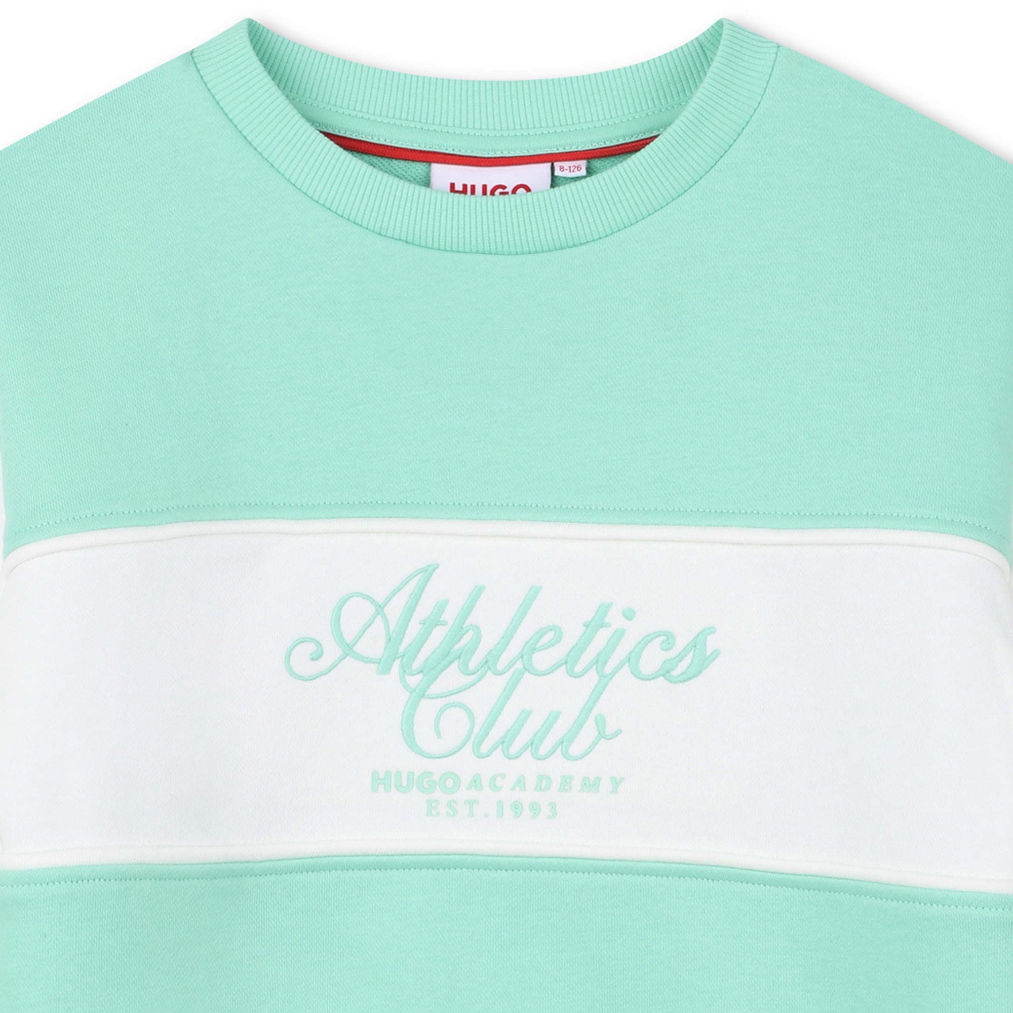 Cotton Blend Fleece Sweatshirt With Colour Block Panels, Mint Green Hugo
