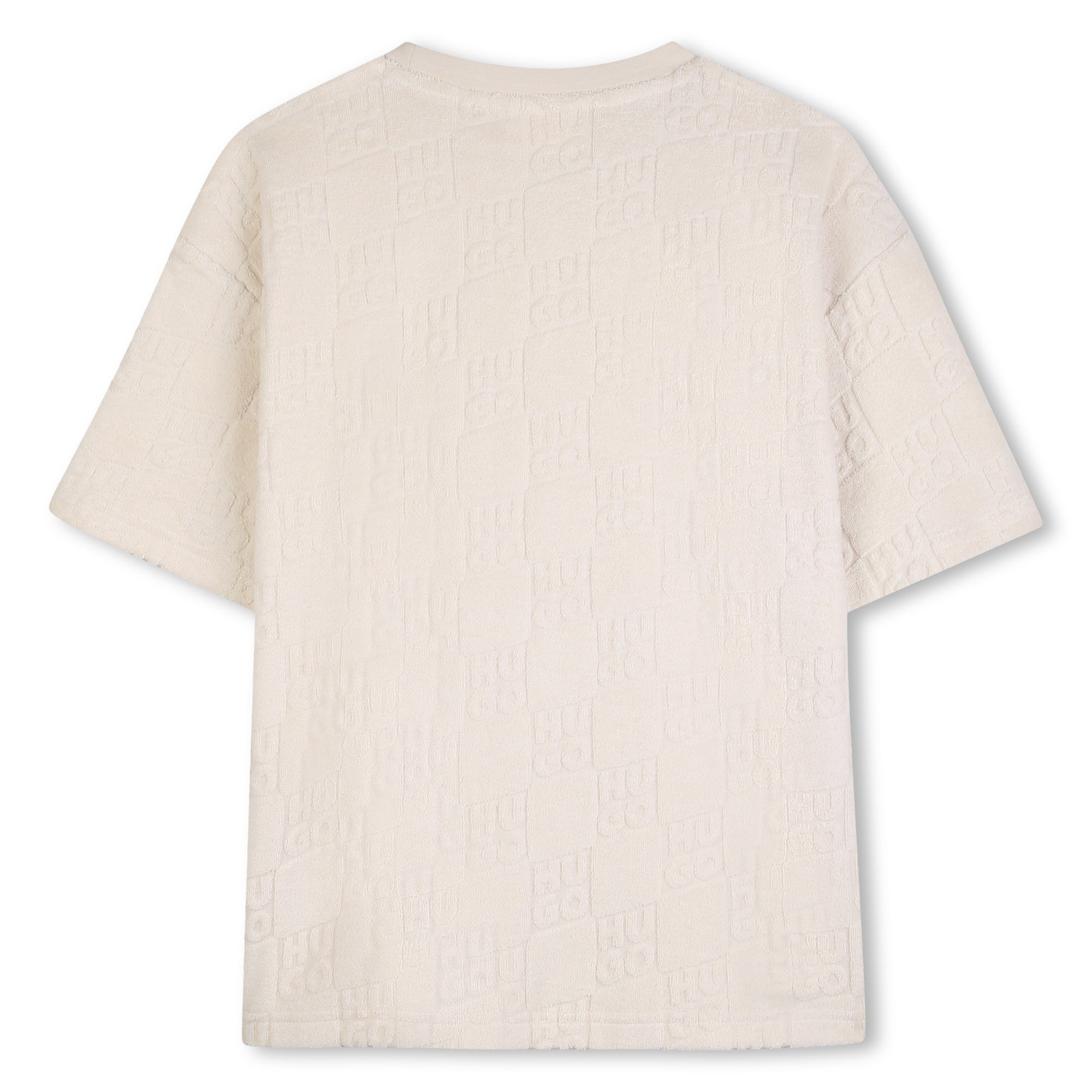 Cotton Jacquard Terry Monogram T Shirt With Loose Fit, Cream Hugo