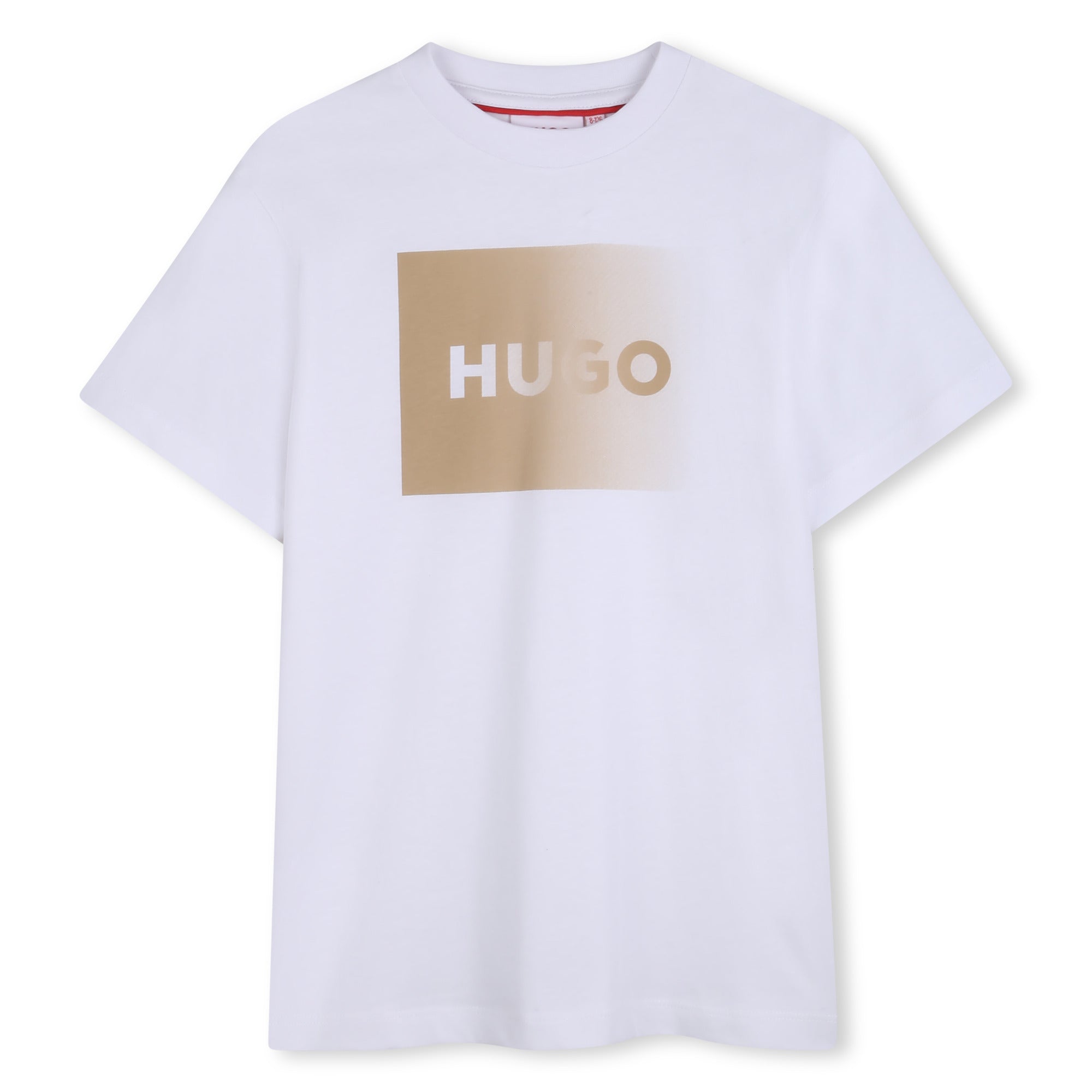 Organic Cotton Jersey T Shirt With Front Logo Print, White Hugo