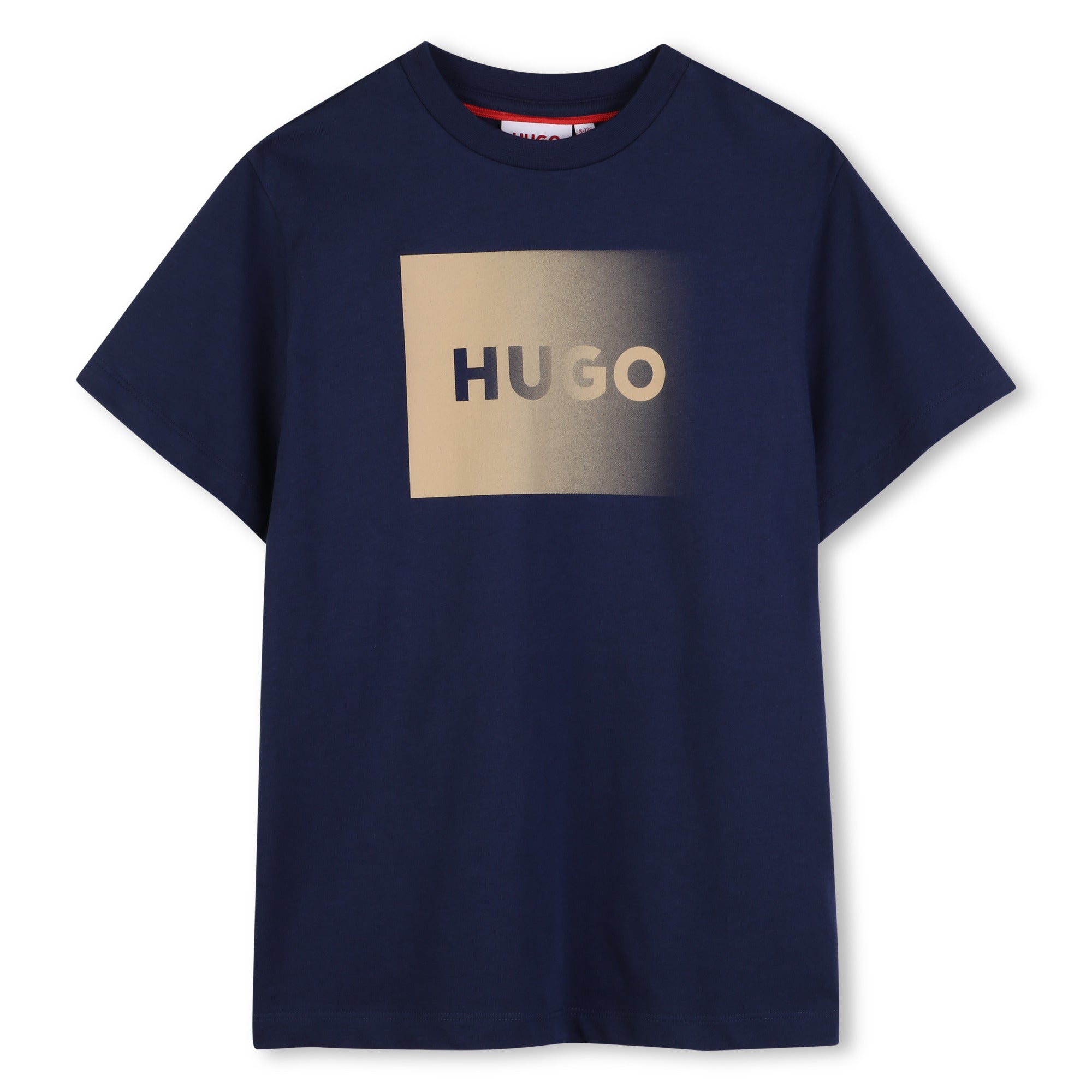 Organic Cotton Jersey T Shirt With Front Logo Print, Navy Hugo