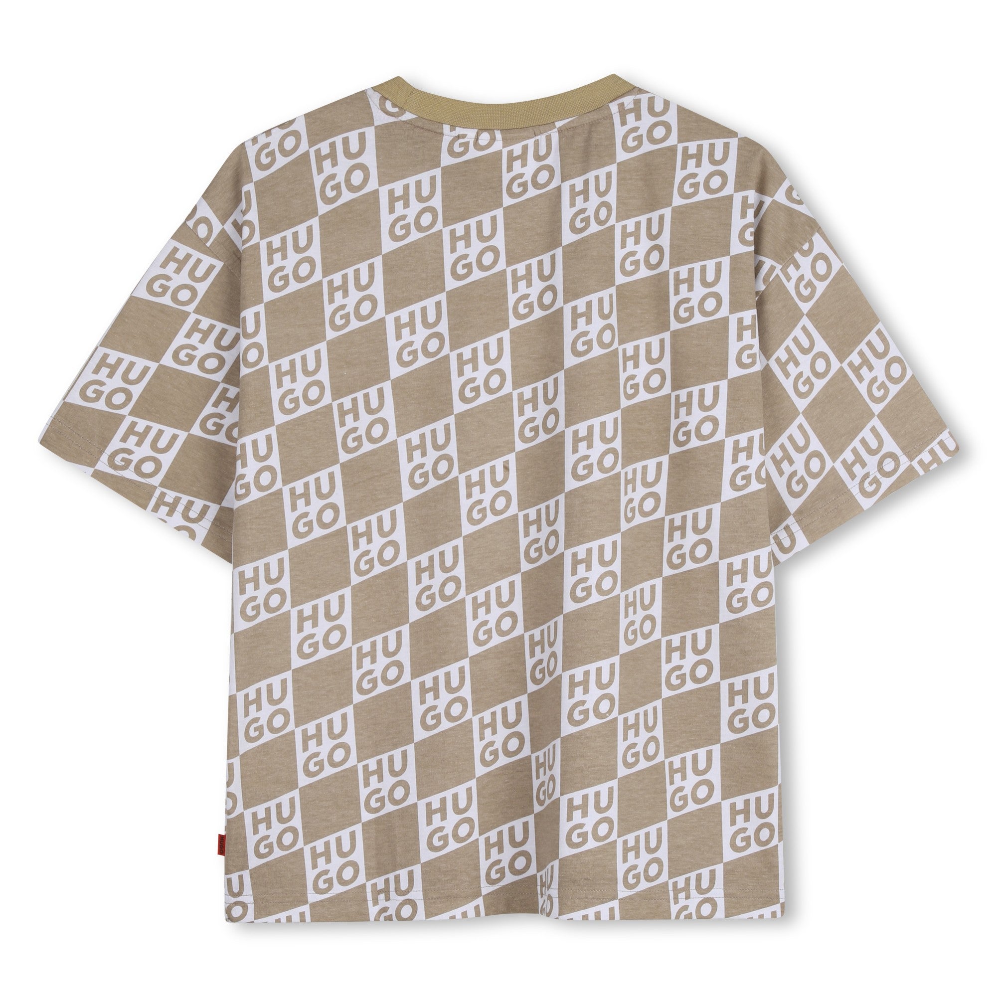 Organic Cotton Jersey T Shirt With All Over Monogram, Beige Hugo