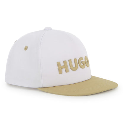 White Twill Cap with Contrast Peak Hugo