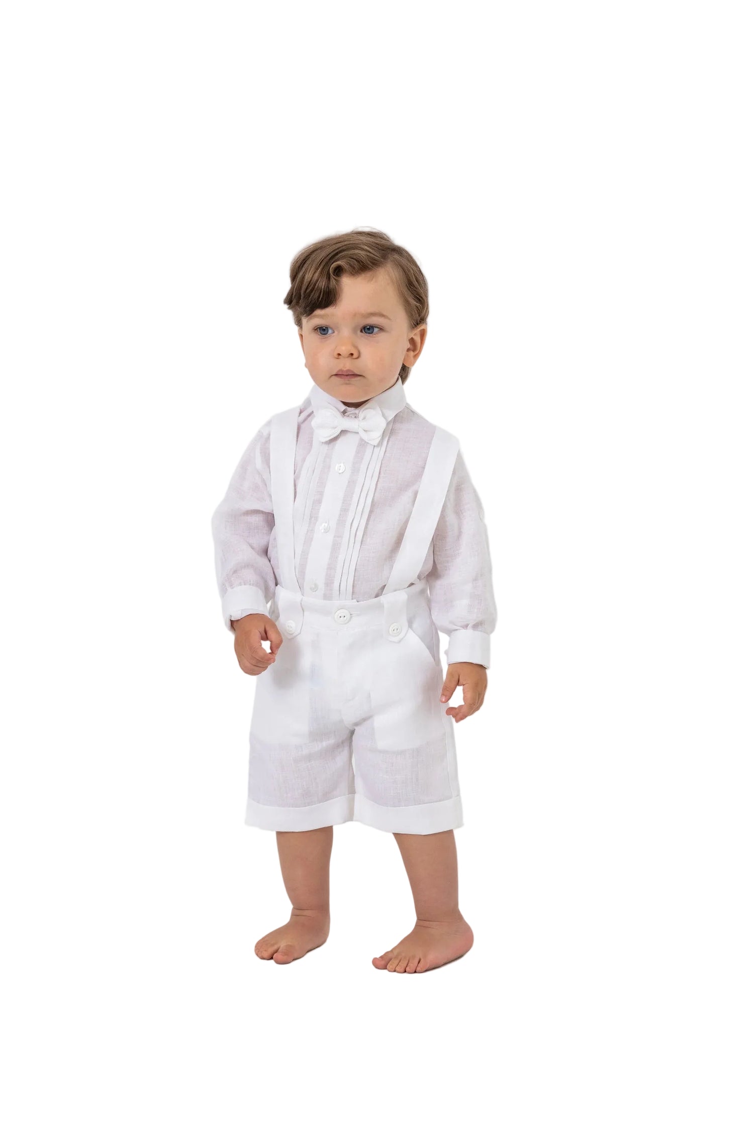 Three Piece Set in White Linen Schoolsoutdesignerkidswear