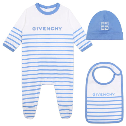 Striped PJs, Bib, and Hat Set Givenchy