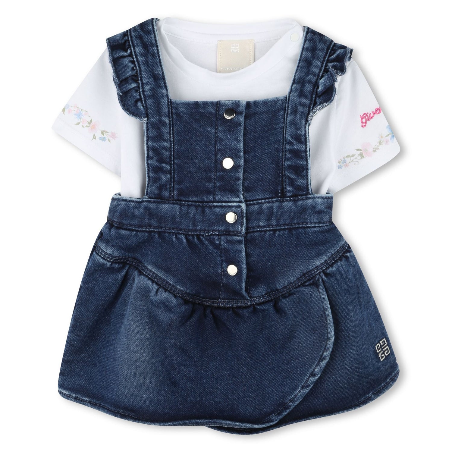 Denim Pinafore Dress &amp; T-Shirt Set Givenchy