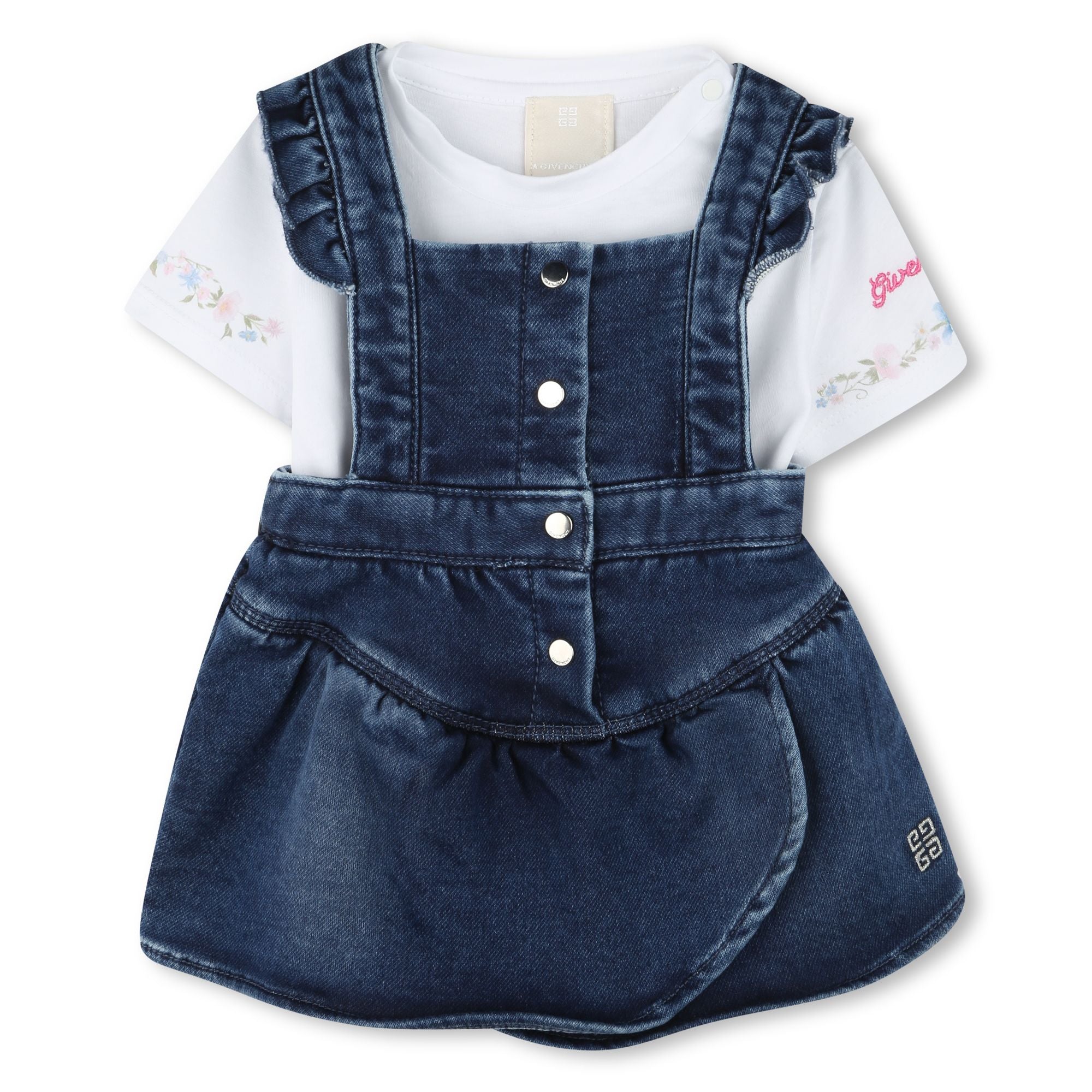 Denim Pinafore Dress &amp; T-Shirt Set Givenchy